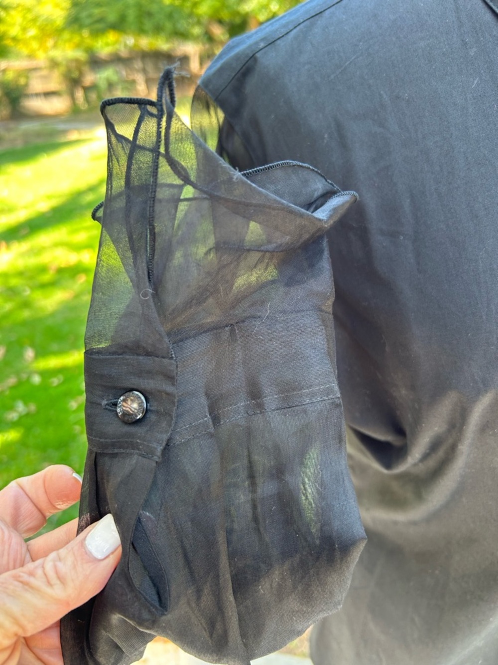 Anne Fontaine Black Sheer Sleeve Rosaorgal Blouse - Picture 8 of 9